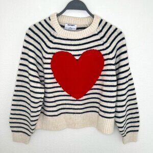 Old Navy Crew Neck Sweater (Navy, White and Red Heart) (Size S)